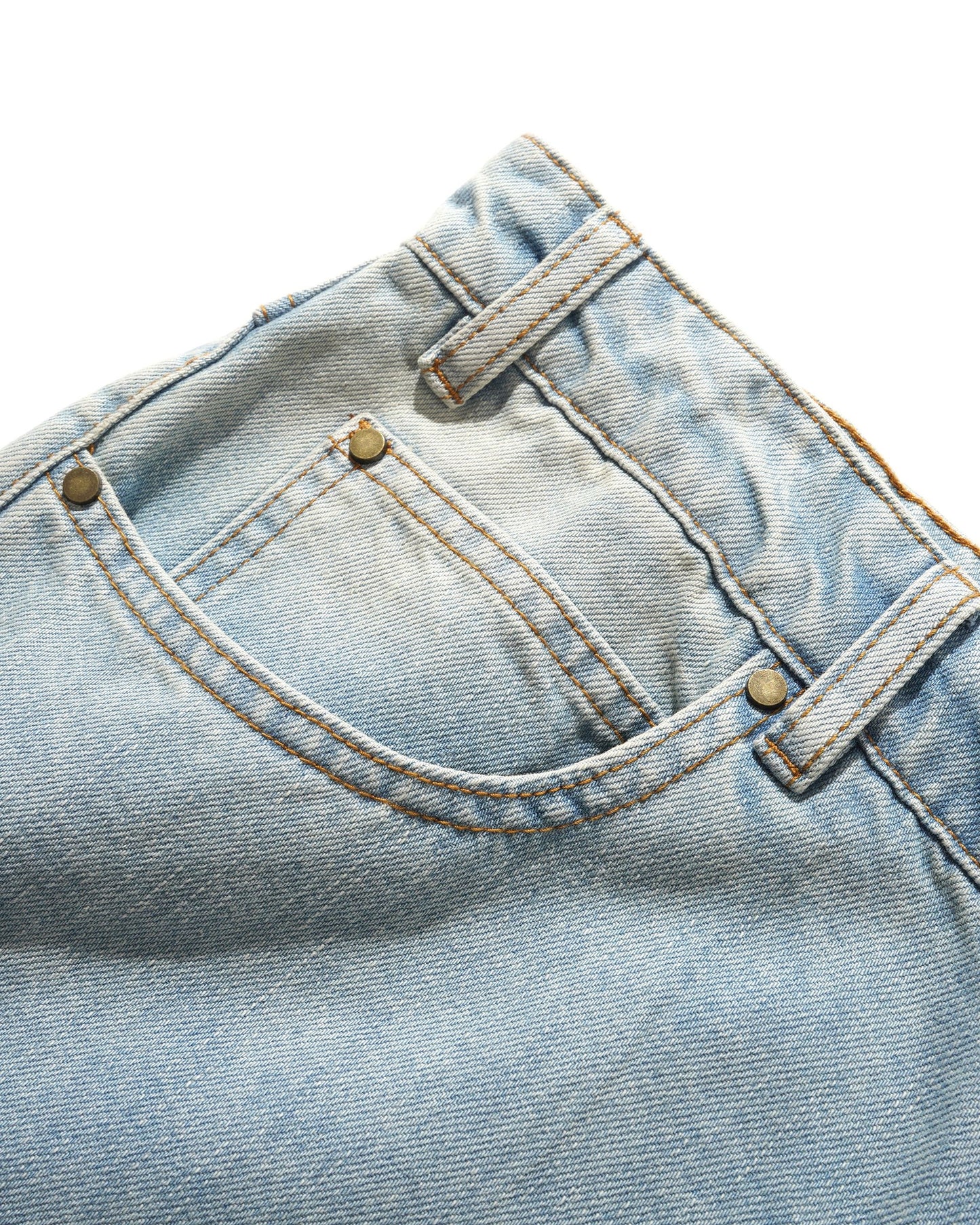 Butter Straight Leg Denim Jeans: Distressed Light Blue