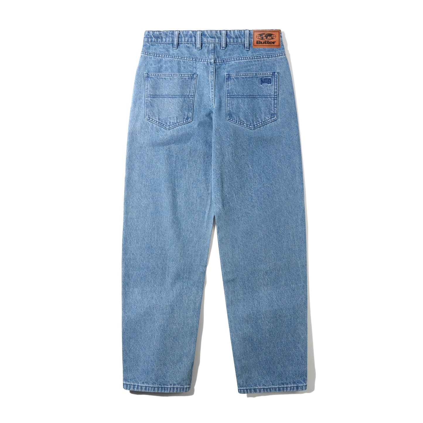 Butter Straight Leg Denim Jeans: Distressed Indigo