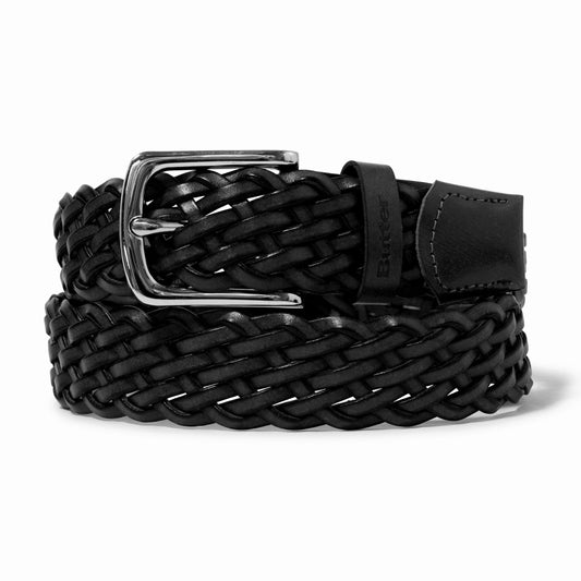Butter Leather Braided Belt Black
