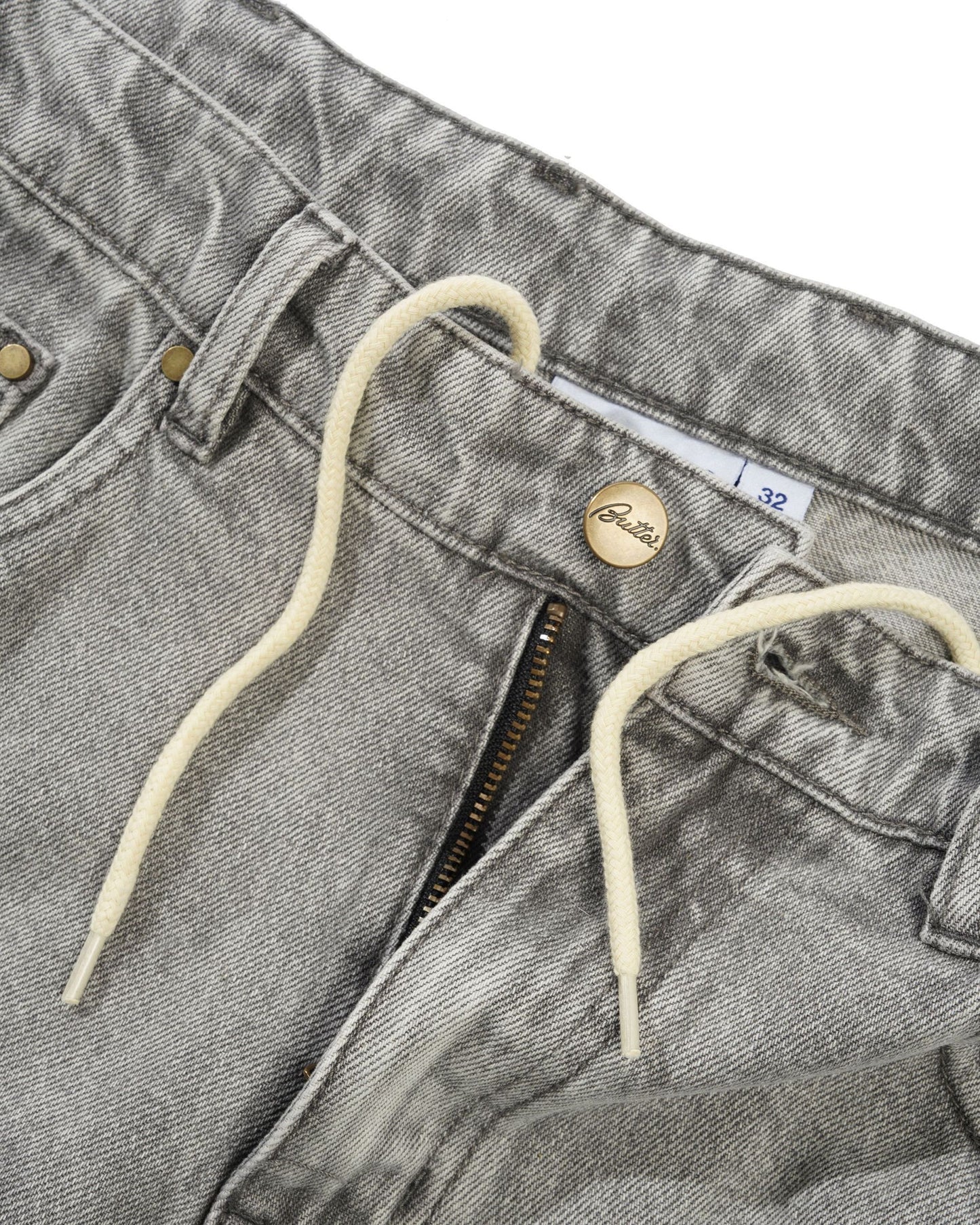 Butter Wide Cut Denim Jeans: Grey Wash