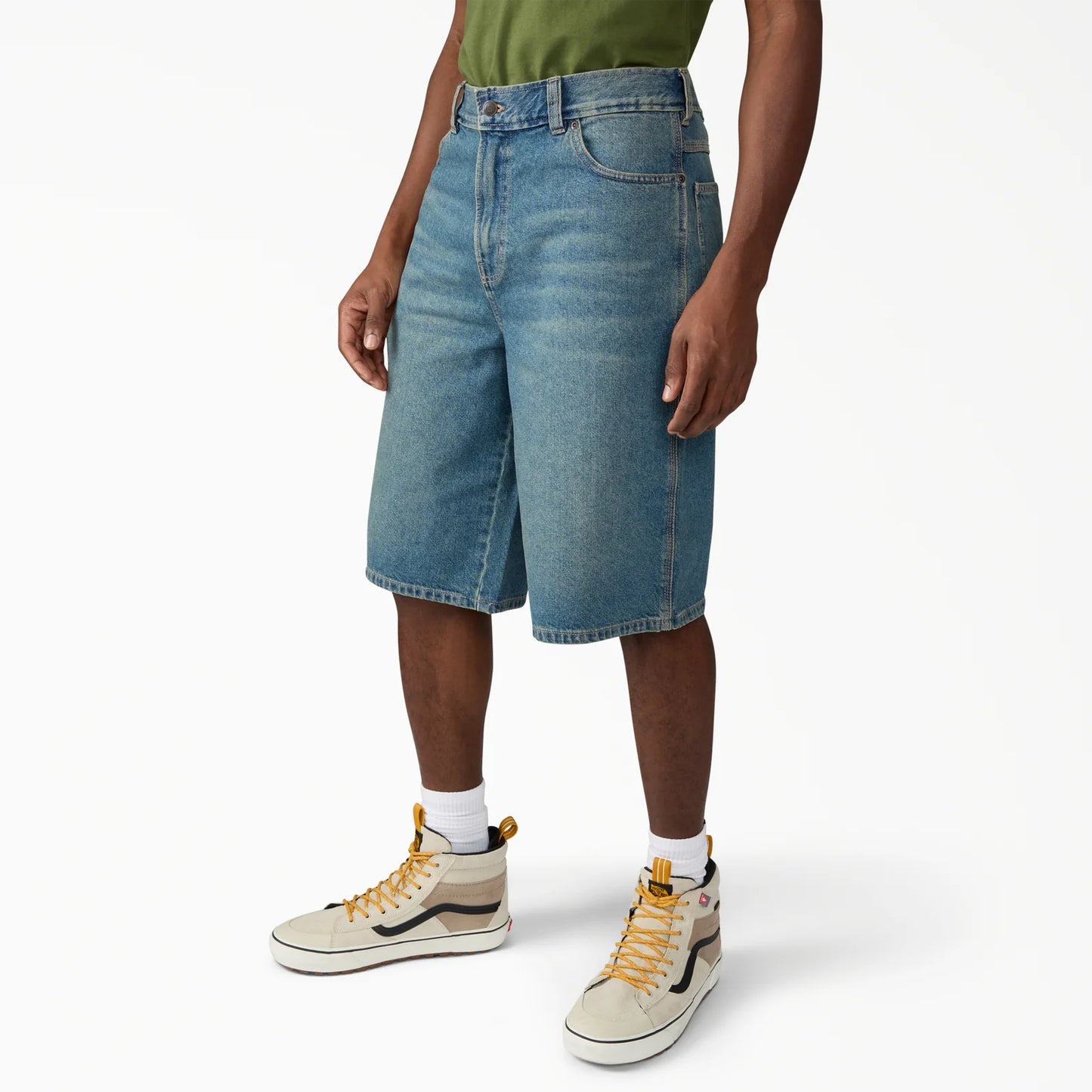 Dickies 958 Work Jeans Short 13" Loose Fit: Khaki Tinted Blue