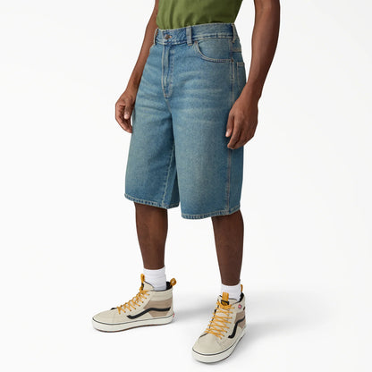 Dickies 958 Work Jeans Short 13" Loose Fit: Khaki Tinted Blue