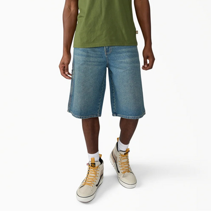 Dickies 958 Work Jeans Short 13" Loose Fit: Khaki Tinted Blue
