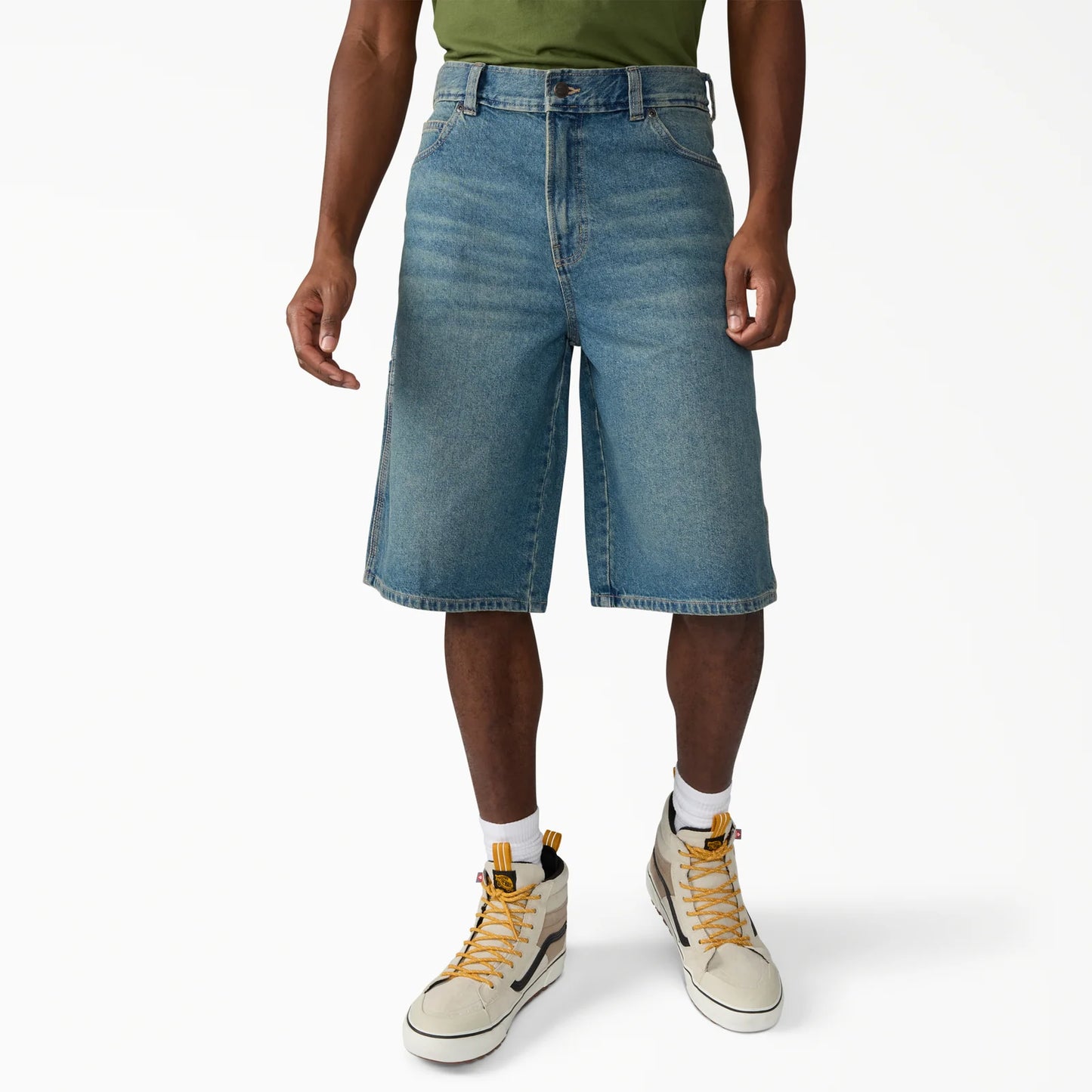 Dickies 958 Work Jeans Short 13" Loose Fit: Khaki Tinted Blue