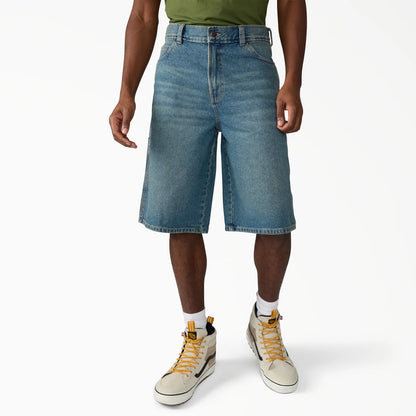 Dickies 958 Work Jeans Short 13" Loose Fit: Khaki Tinted Blue