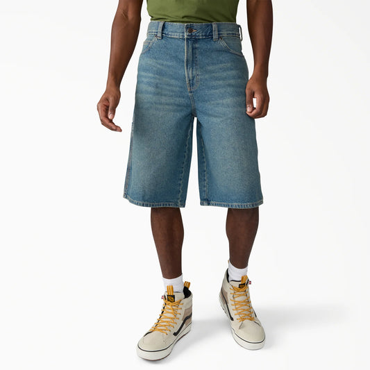 Dickies 958 Work Jeans Short 13" Loose Fit: Khaki Tinted Blue