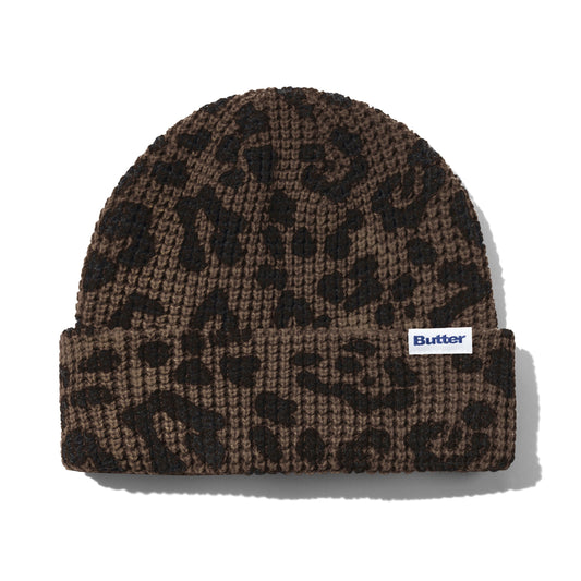 Butter Distress Waffle Beanie Leopard