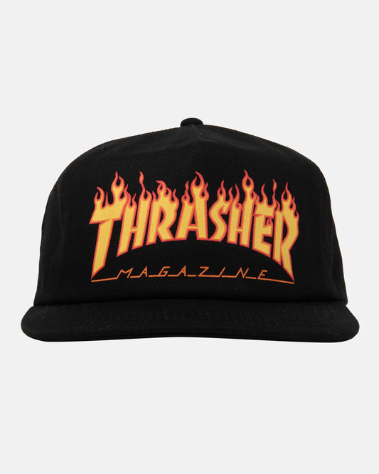 Thrasher Printed Flame Logo Snapback Black