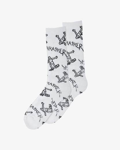 Thrasher Gonz Crew Socks: White