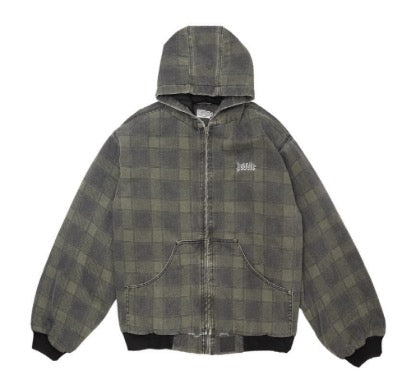 Hoddle Hooded Quilted Denim Jacket Plaid