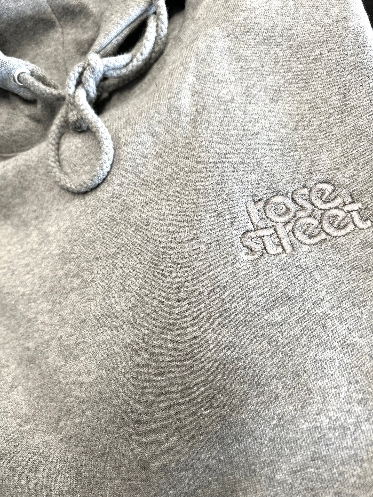 Rose Street Emb Left Chest Stacked Logo Hoodie: Grey