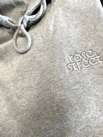Rose Street Emb Left Chest Stacked Logo Hoodie: Grey