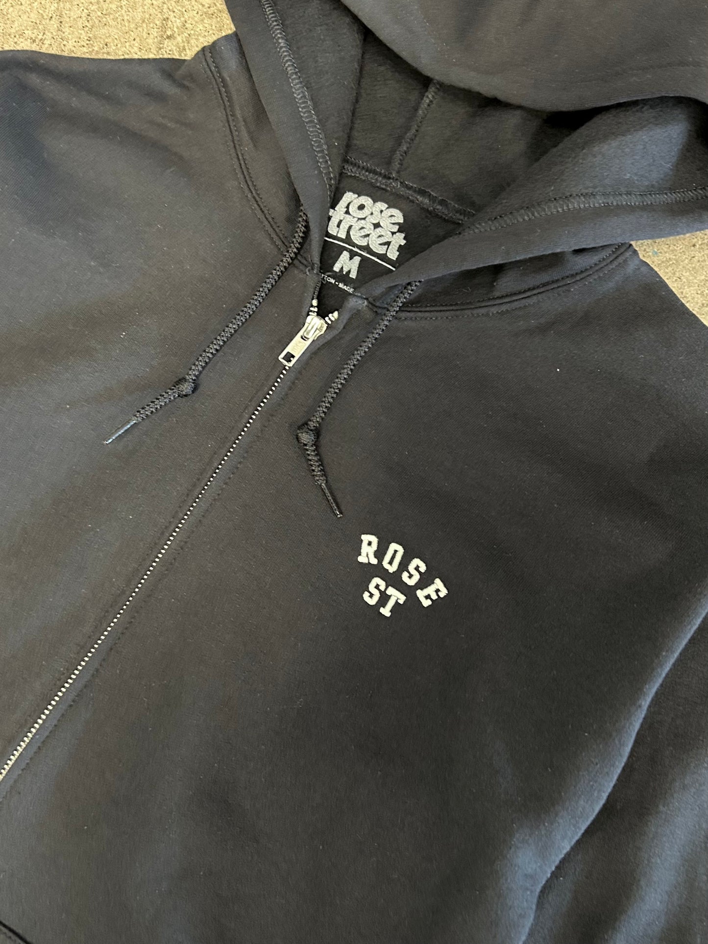 Rose Street Arc Logo Zip Hoodie: Black