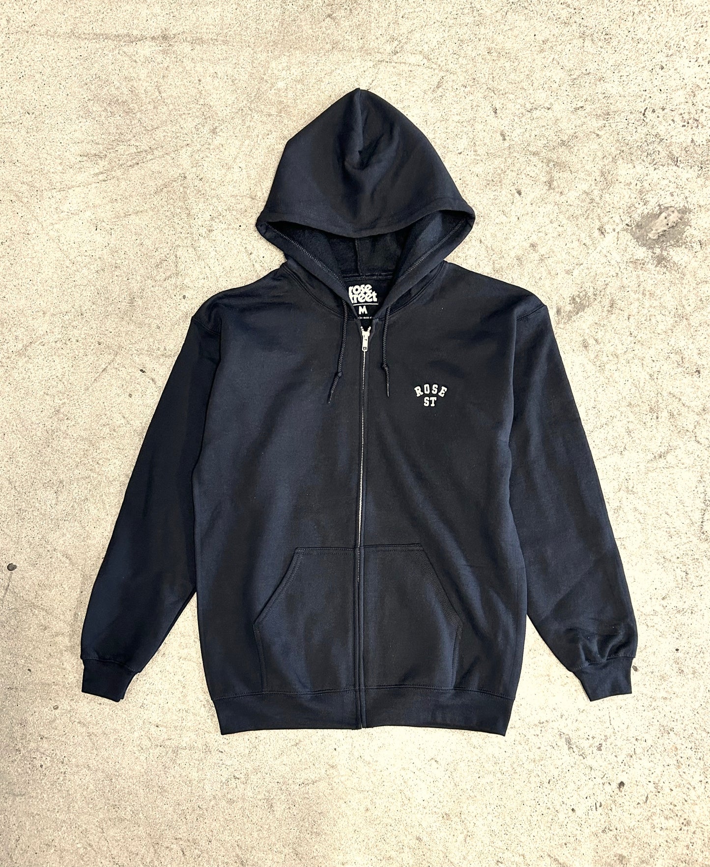 Rose Street Arc Logo Zip Hoodie: Black