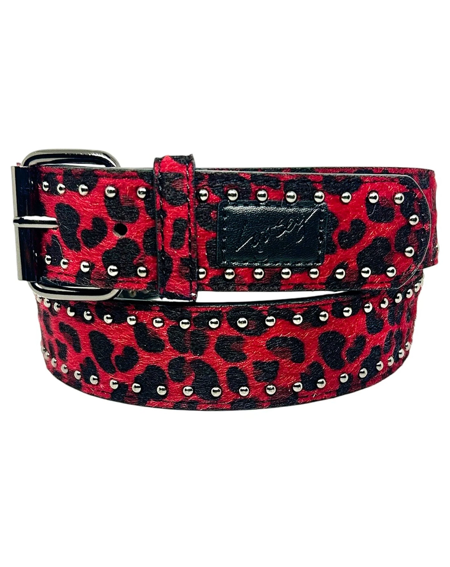 Loosey Cheetah Rivet Belt Burgundy
