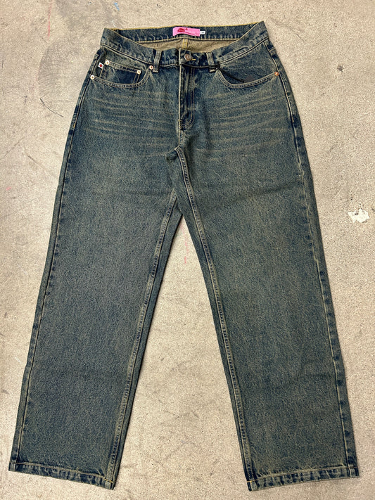 Frog Five Pocket Denim Pants: Green Wash