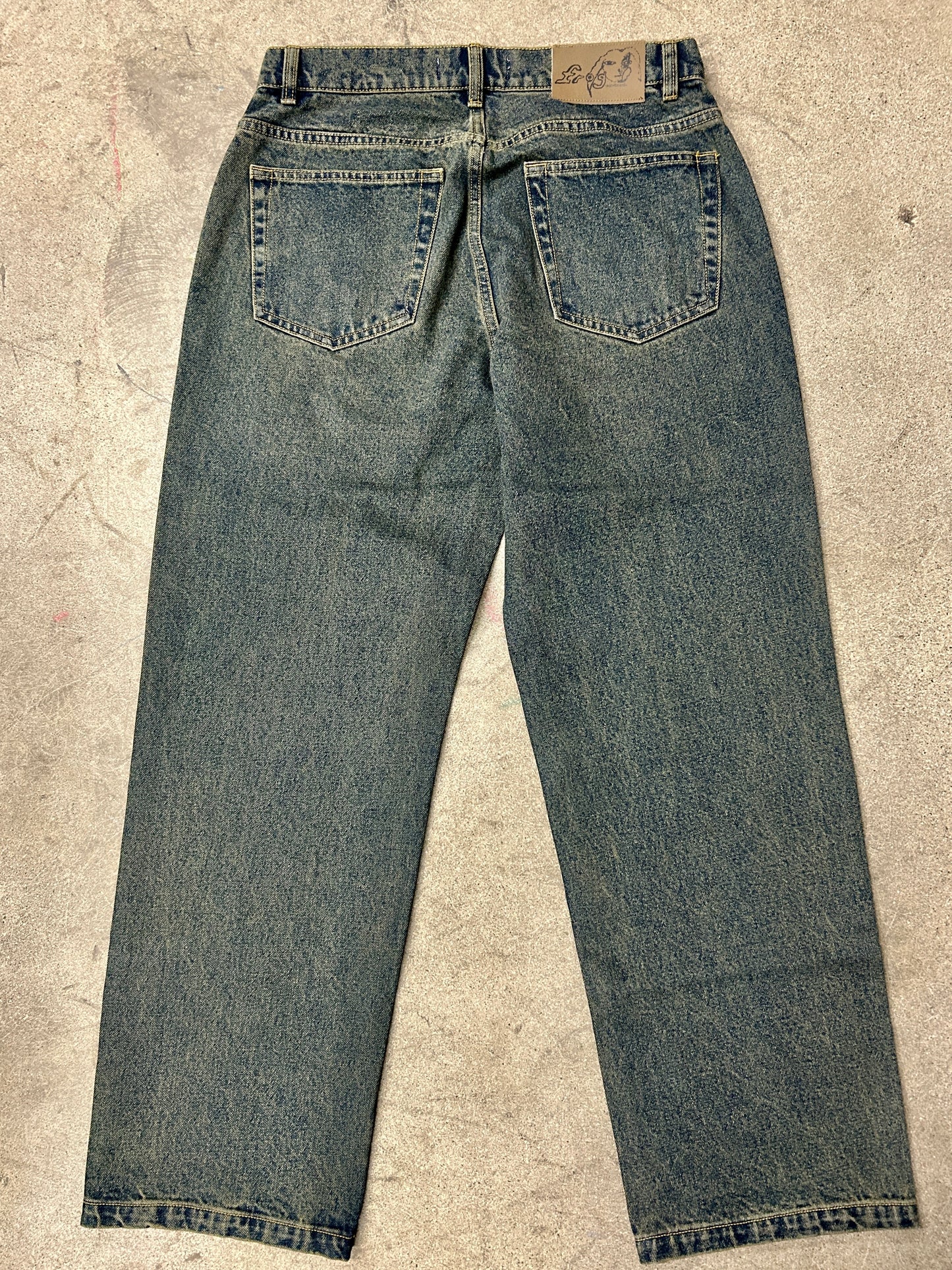 Frog Five Pocket Denim Pants: Green Wash