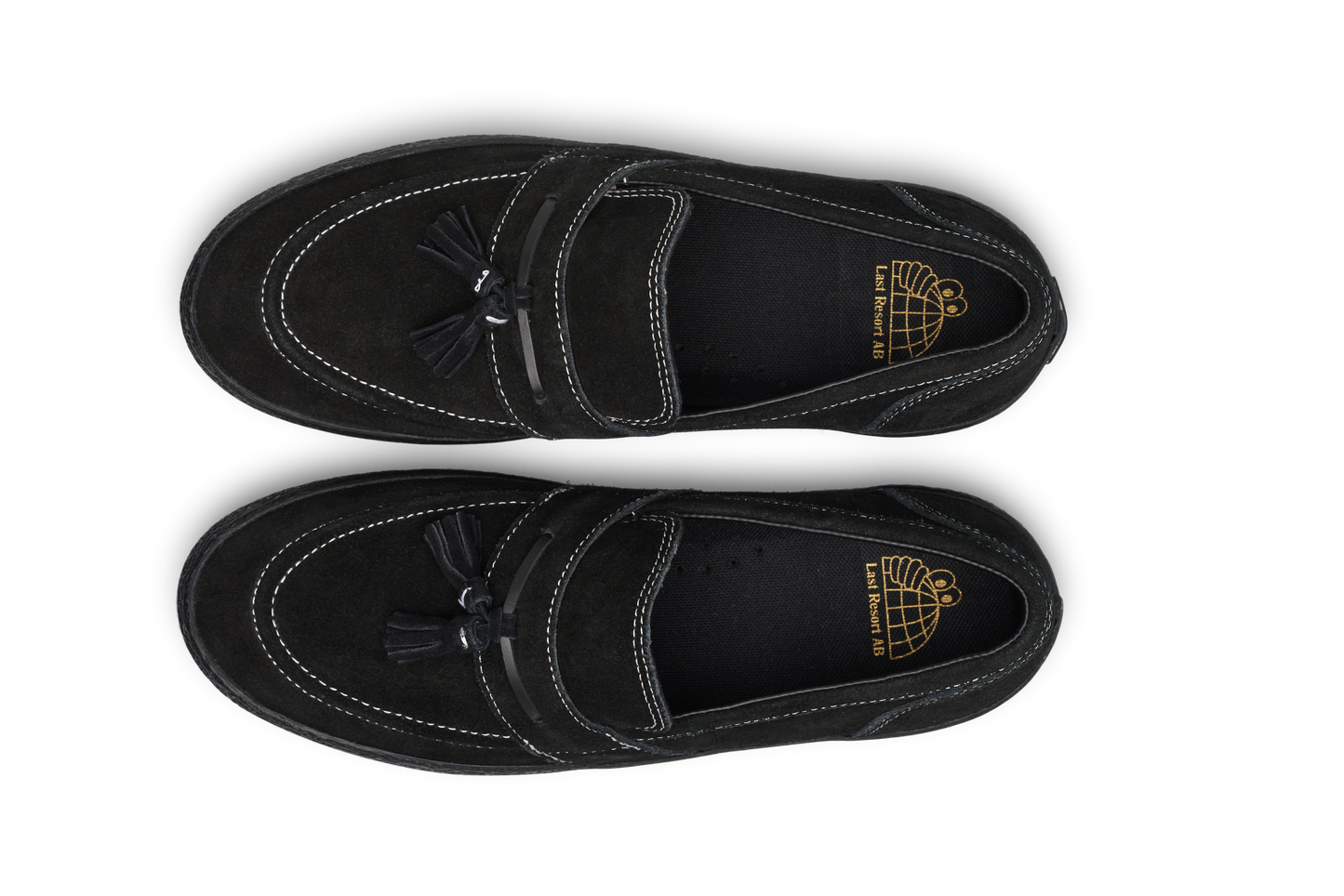 Last Resort VM005 Loafer: Black/Black/White Stitch