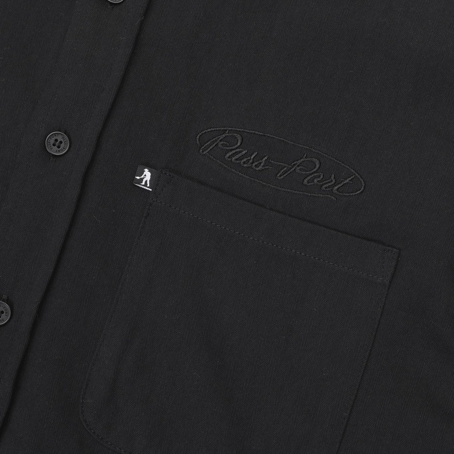 Pass-Port Ovalit Herringbone Short-sleeve Shirt Black