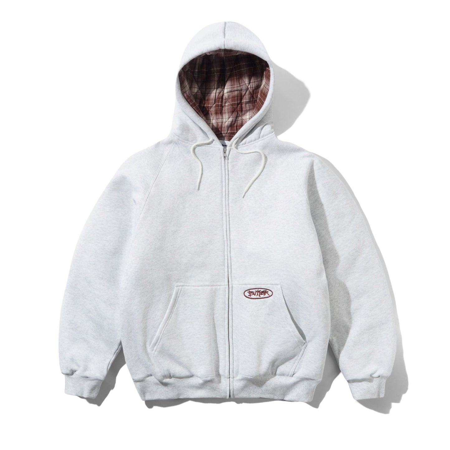 Butter Plaid Lined Zip-Thru Hood Ash