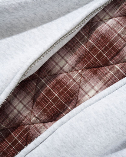 Butter Plaid Lined Zip-Thru Hood Ash