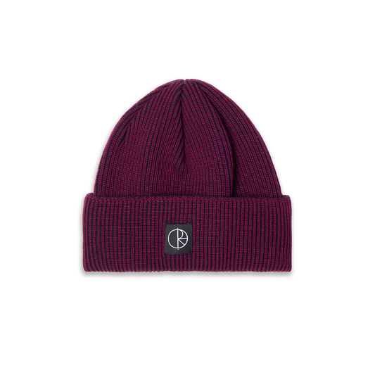 Polar Lines Merino Beanie: Wine/Navy