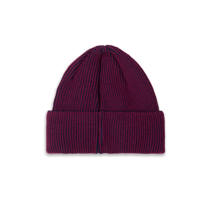 Polar Lines Merino Beanie: Wine/Navy