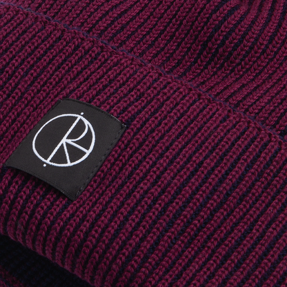 Polar Lines Merino Beanie: Wine/Navy