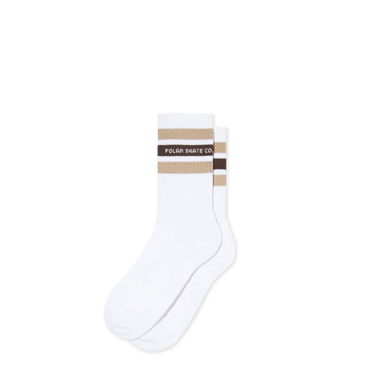 Polar Fat Stripe Socks: White/Beige