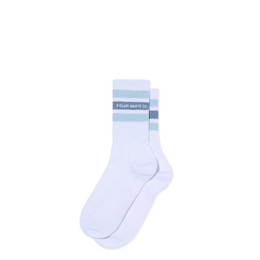 Polar Fat Stripe Socks: White/LtBlue