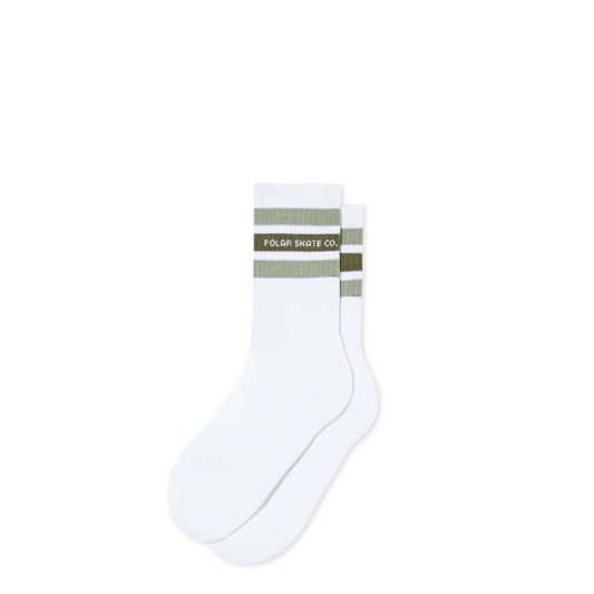 Polar Fat Stripe Socks: White/Sage