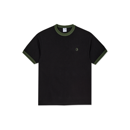 Polar Ringer Tee: Black/Uniform Green