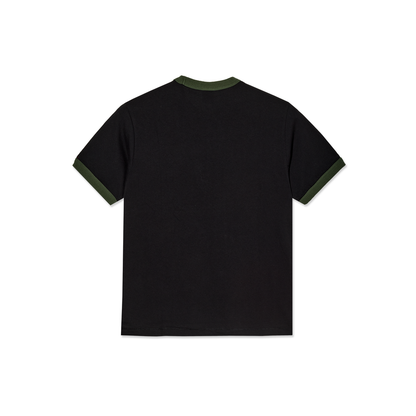 Polar Ringer Tee: Black/Uniform Green