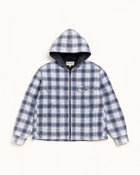 Plaid jacket with a hood on a white background