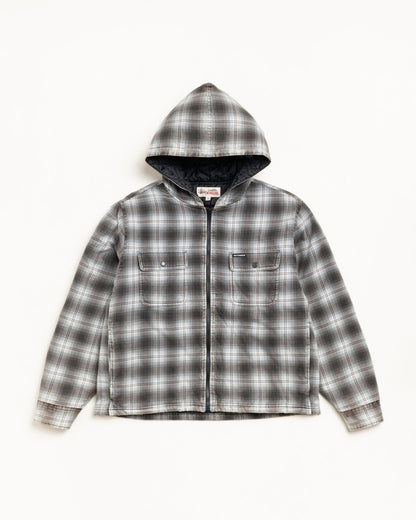 Plaid jacket with a hood on a white background