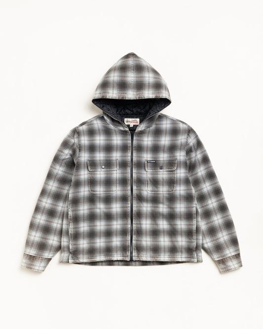 Plaid jacket with a hood on a white background