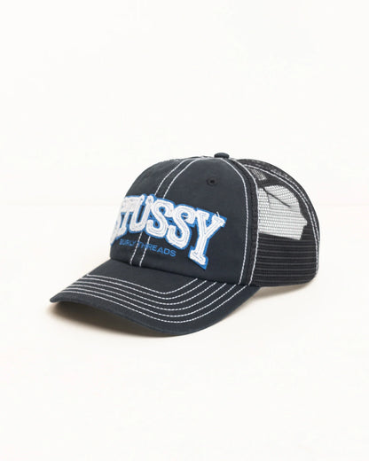 Stüssy Burly Threads Trucker Cap: Black