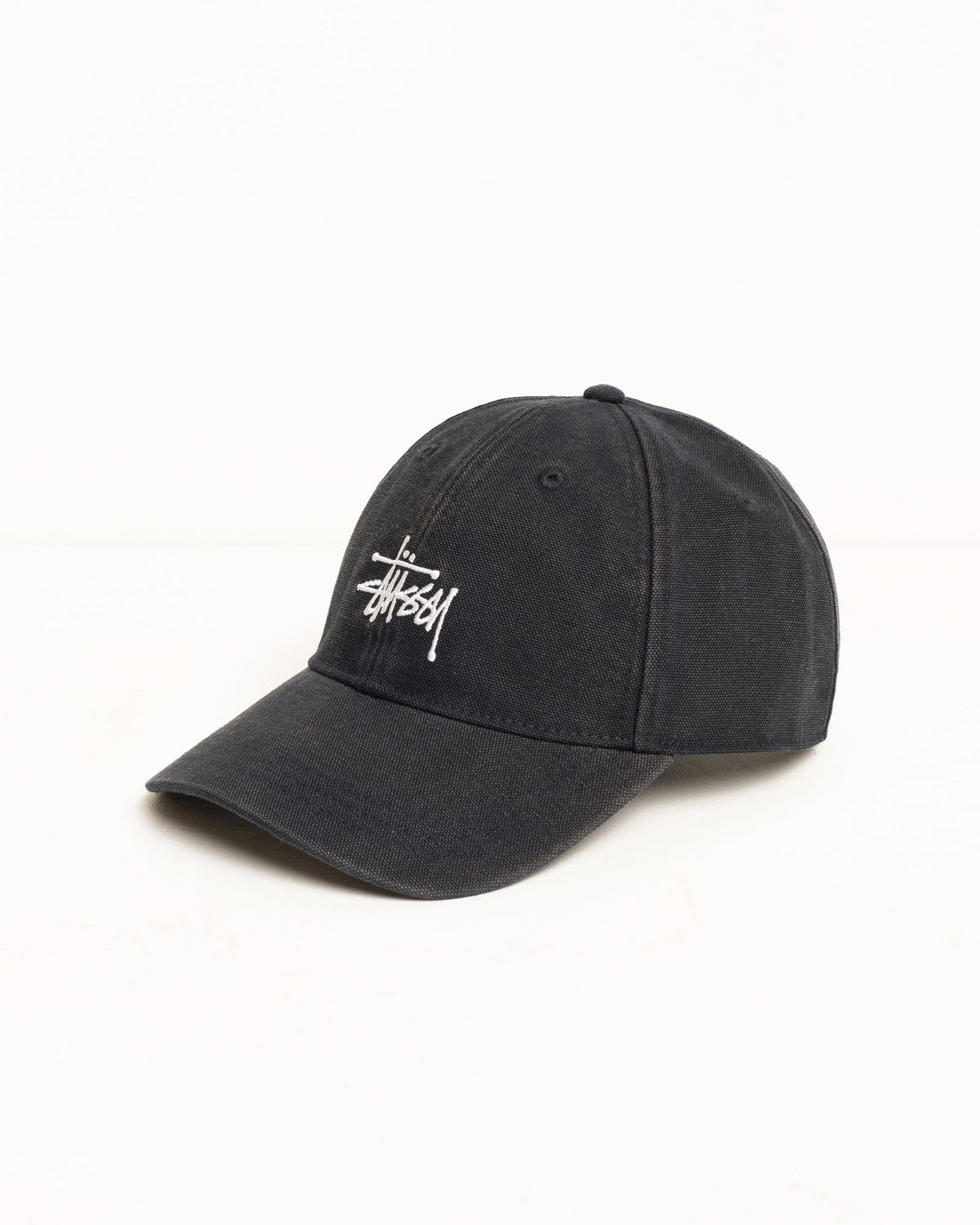 Stüssy Washed Basic Canvas Cap: Black