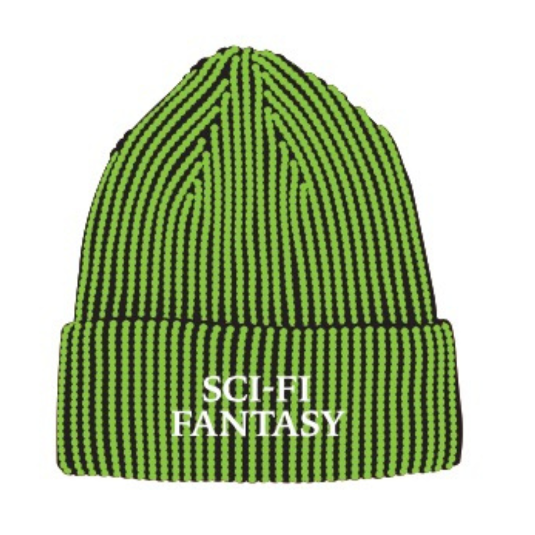 Sci-Fi Fantasy Logo Beanie: Lime/Black