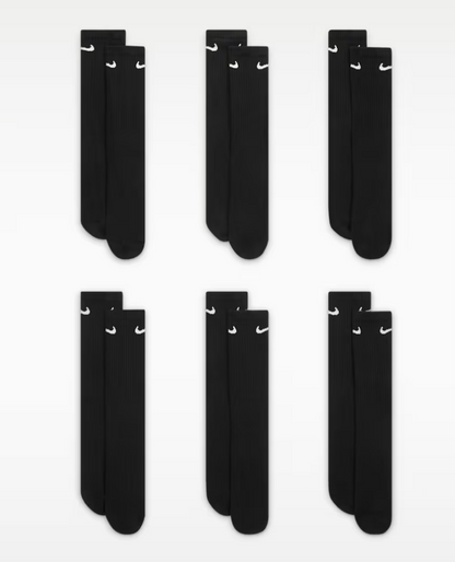 Nike Everyday Cushioned Training Crew Socks: 6 Pair Black