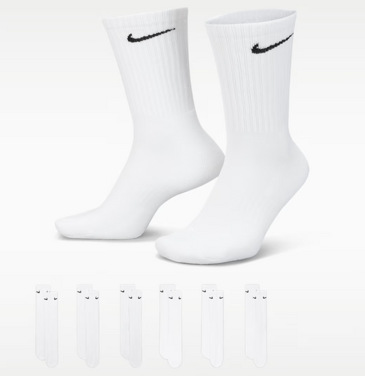 Nike Everyday Cushioned Training Crew Socks: 6 Pair White