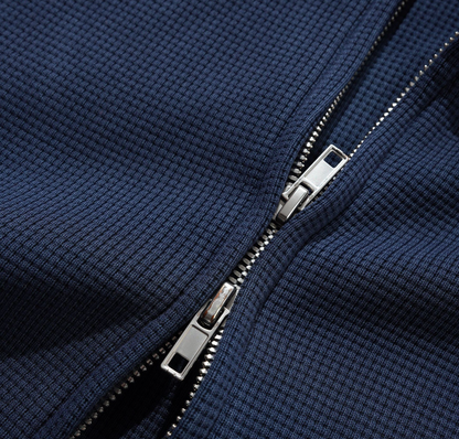 Butter Waffle Zip-Thru Hood Navy Overdye