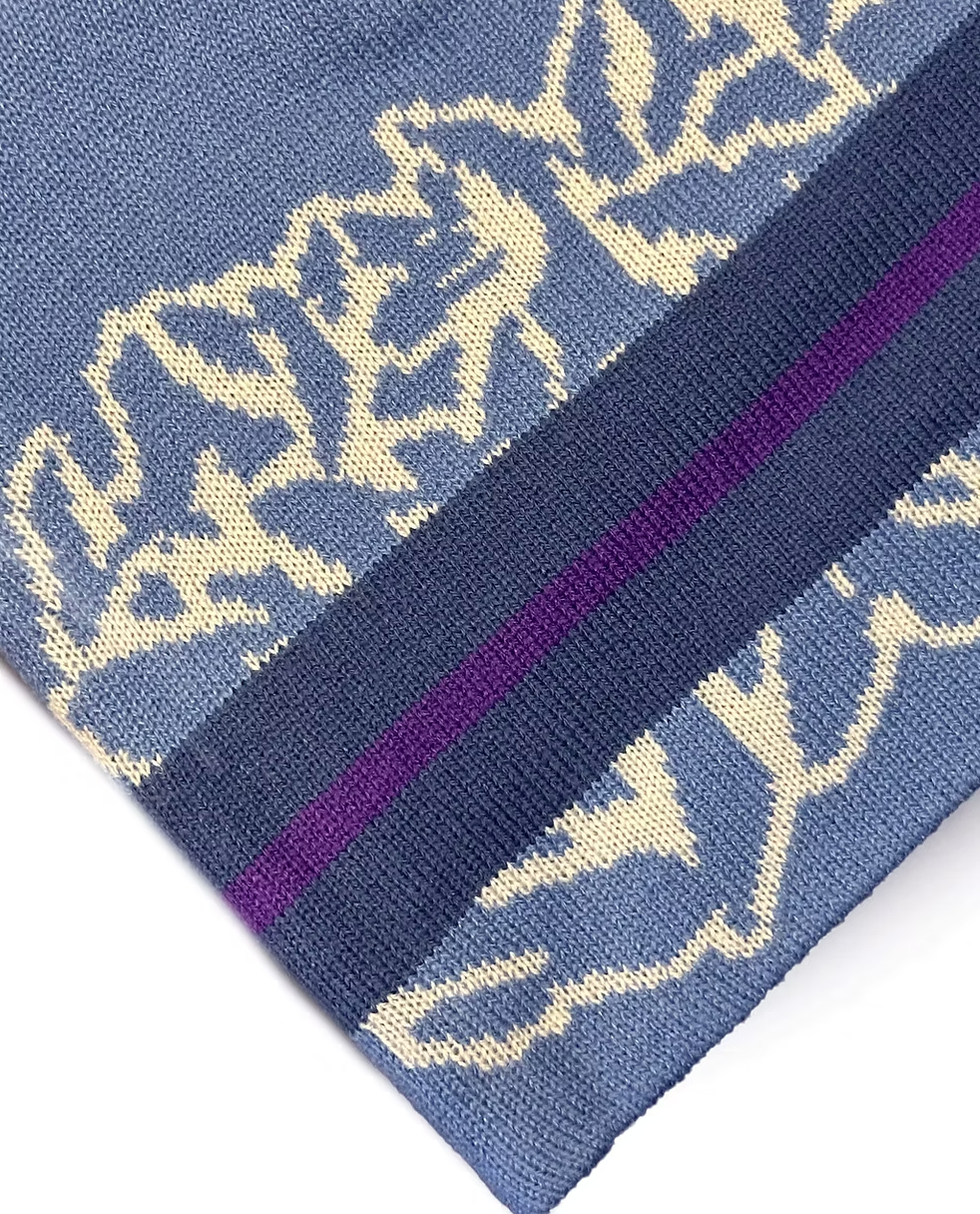 Late Nite Stars Striped Logo Beanie: Blue