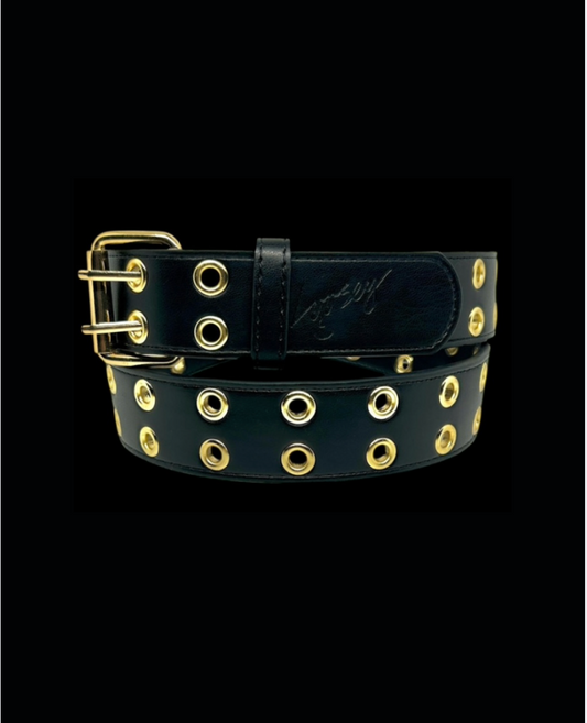 Loosey Grommet Hole Belt Black/Gold
