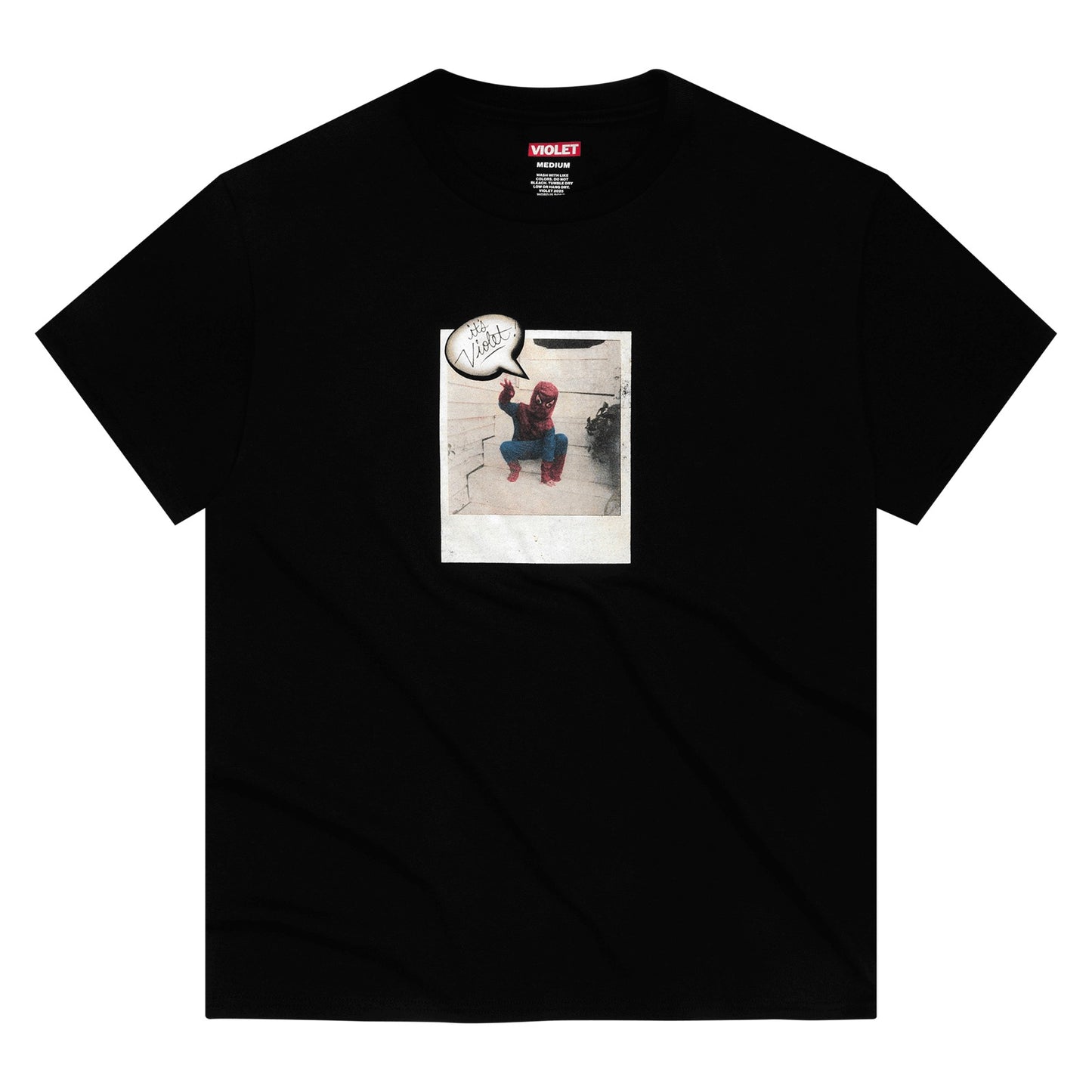 Violet Spiderman Polaroid Tee Black