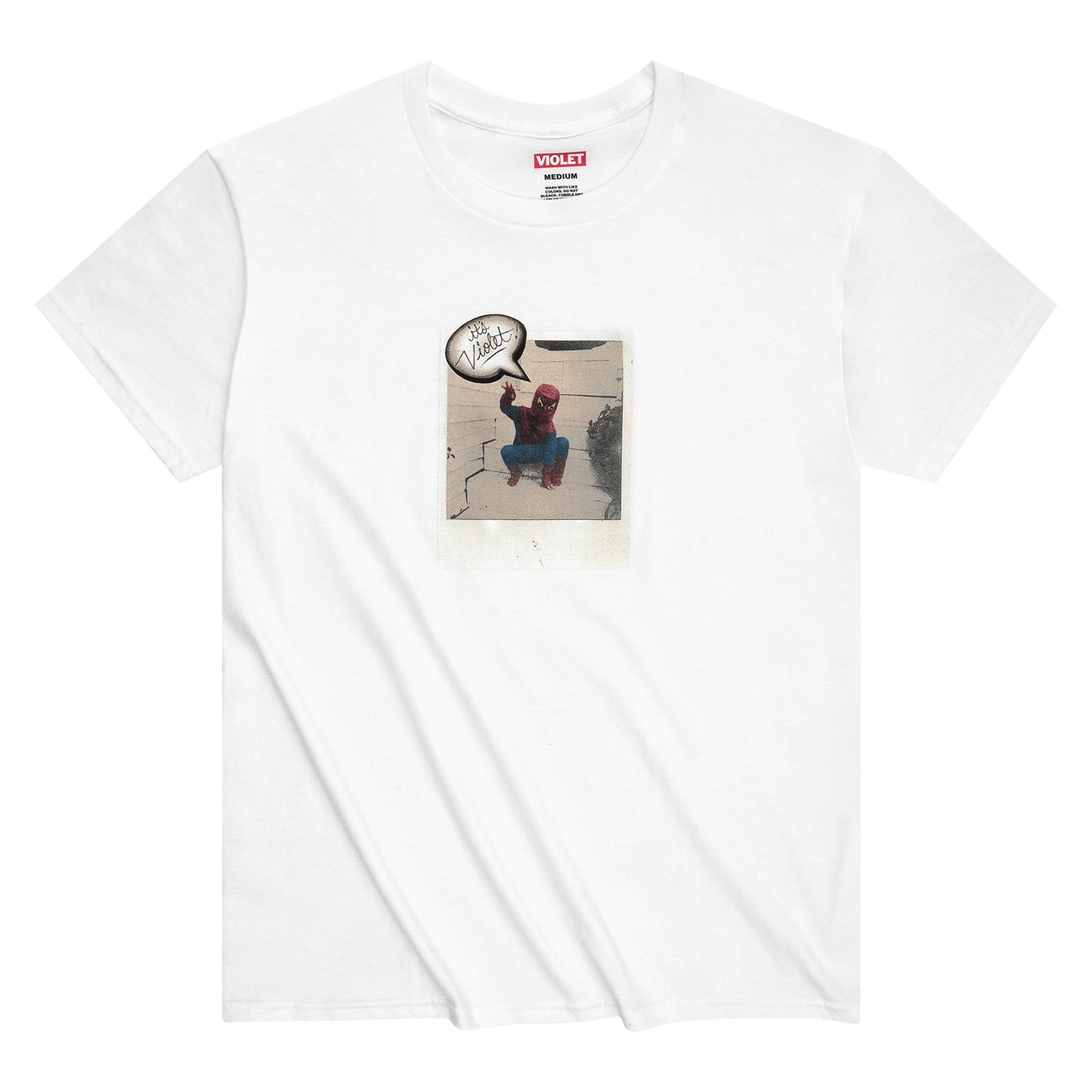 Violet Spiderman Polaroid Tee White