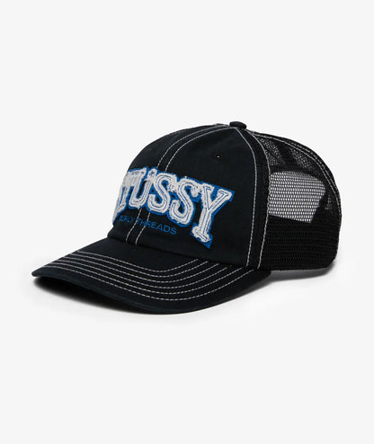 Stüssy Mid Burly Threads Trucker Hat Black