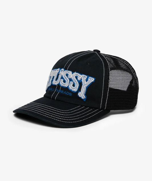 Stüssy Mid Burly Threads Trucker Hat Black