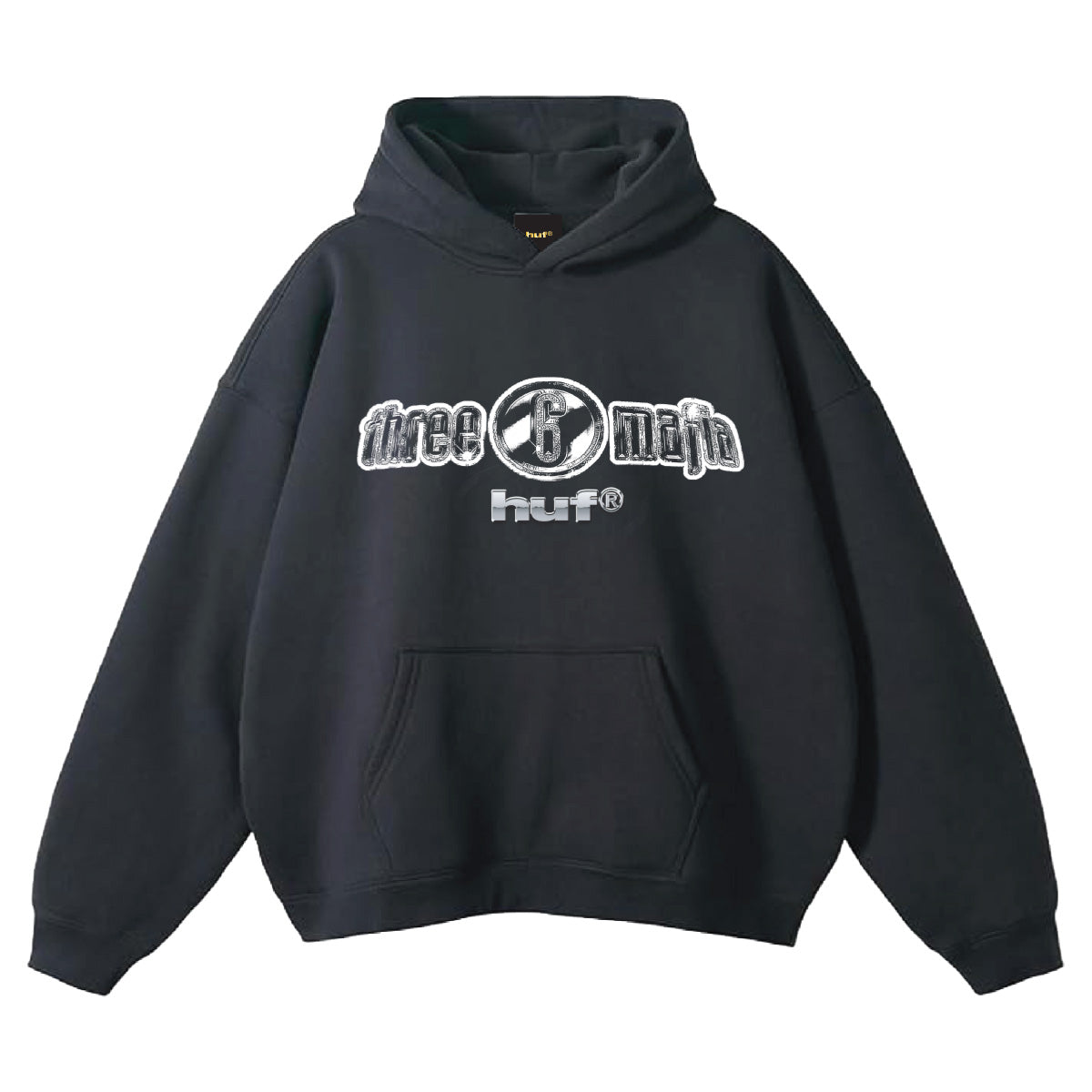 Huf X Three 6 Mafia Heavyweight Hoodie Black