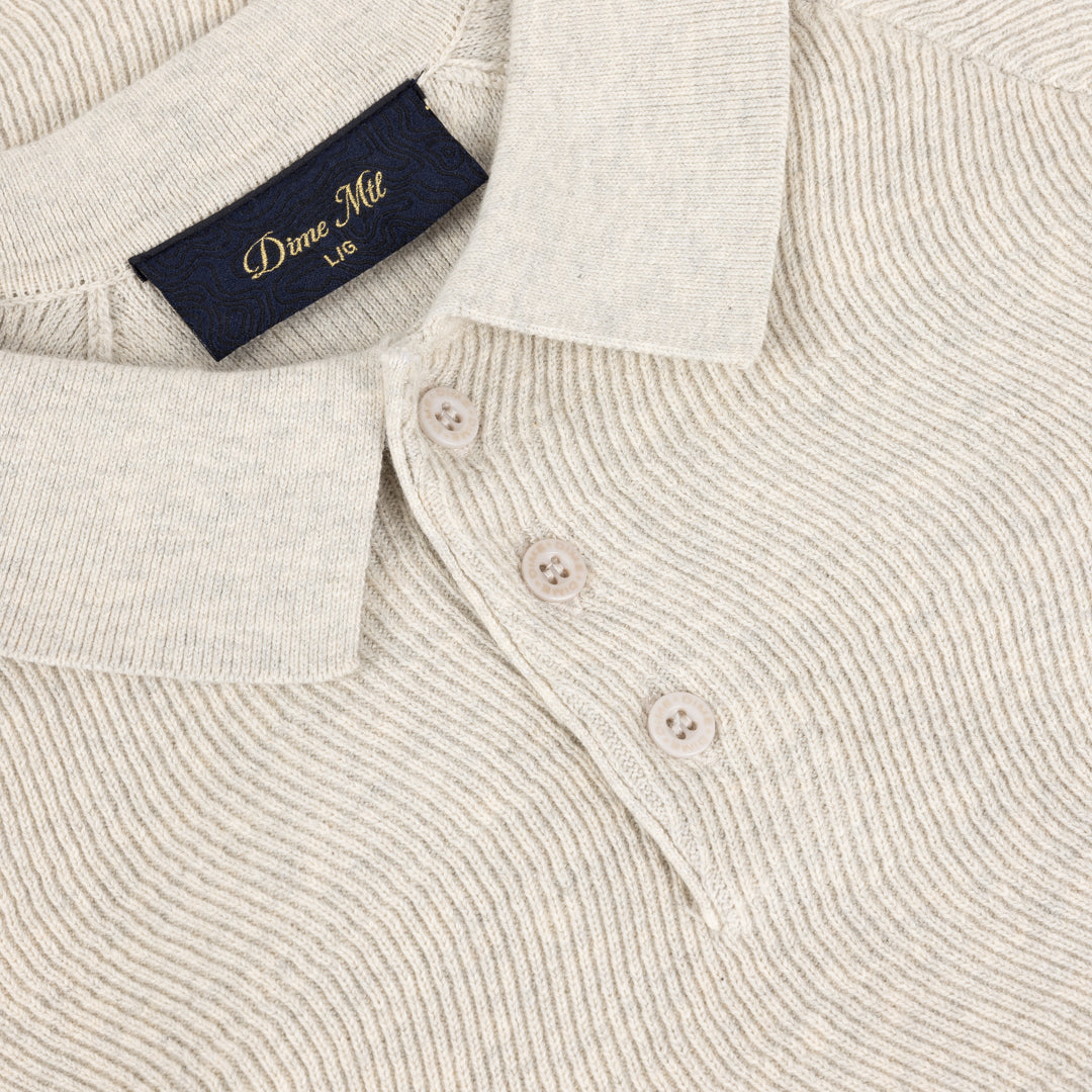 Dime Cable Knit Polo Oatmeal
